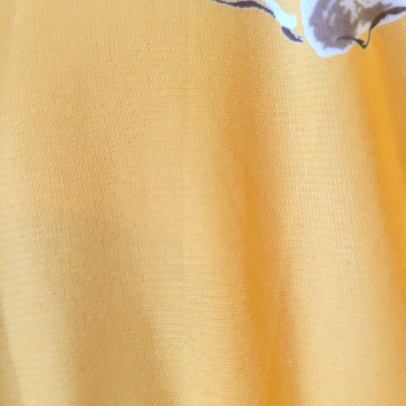 Vintage Mustard Yellow Floral Sheer Midi Dress Small Medium - Picture 11 of 12